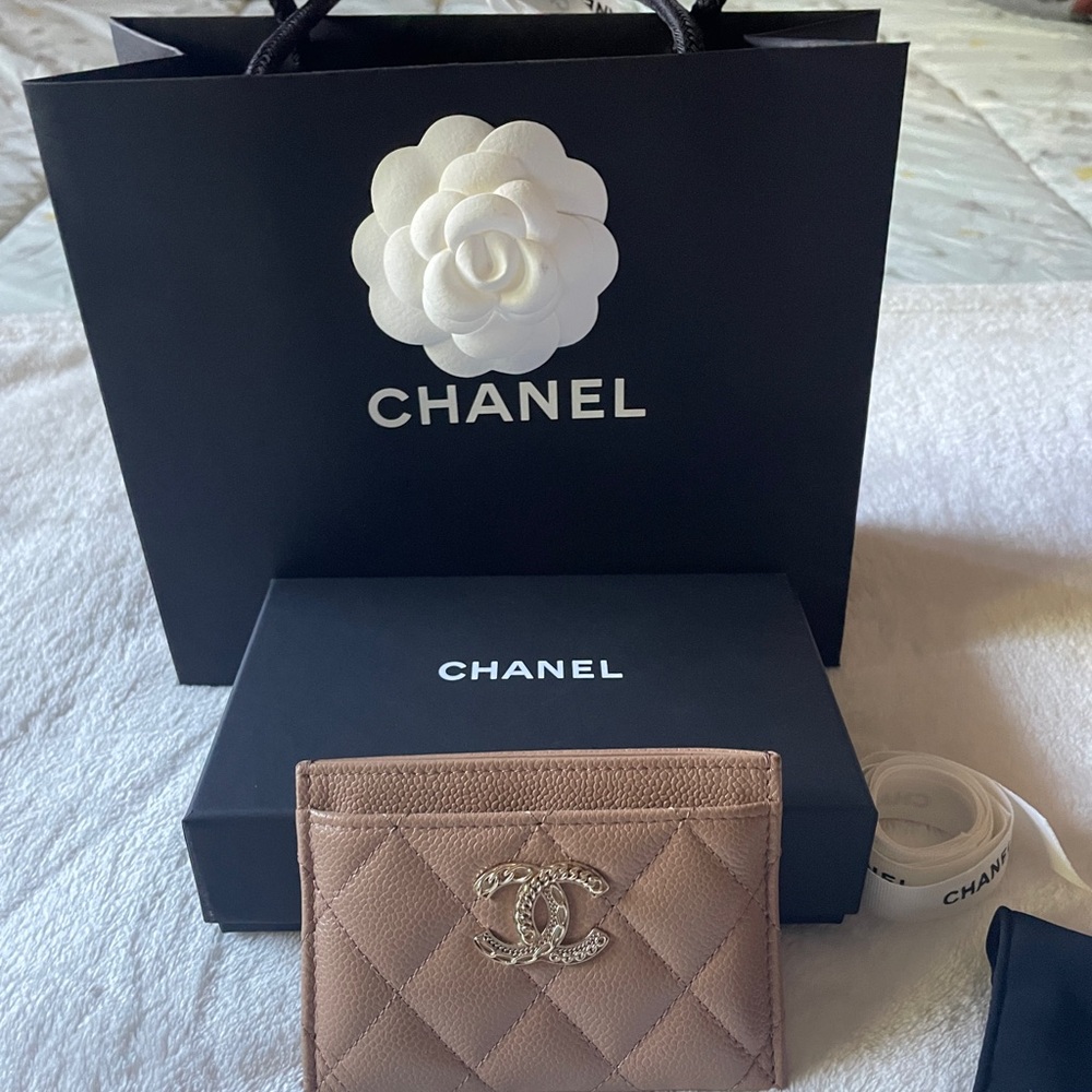 Chanel Tan Quilted Card Holder